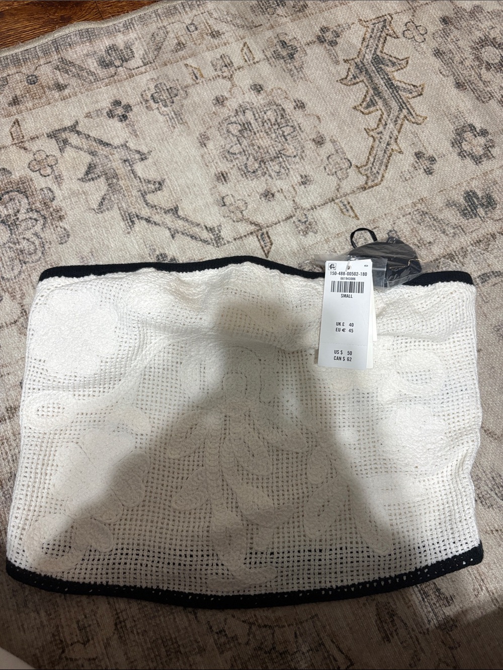 Abercrombie & Fitch White Crochet Tube Top with Black Trim
